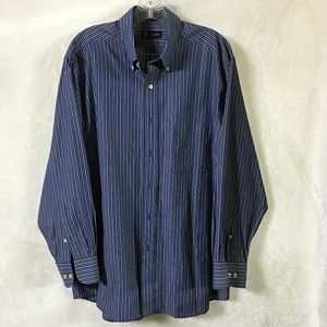 Chaps Mens Size L Blue Shirt Striped Blue